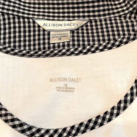 NWT Allison Daley 2 Piece Gingham Black & White 2 Piece Embroidered Top Set - Picture 7 of 7